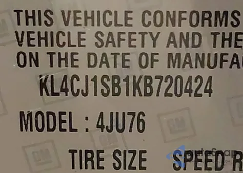 2019 Buick Encore Fwd Sport Touring z USA, uszkodzony, nr VIN KL4CJ1SB1KB720424